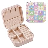 SyXIOP Bonito estuche portátil de almacenamiento de joyas con diseño infantil de dibujos animados para mujer, organizador de joyas de viaje para regalos personalizados