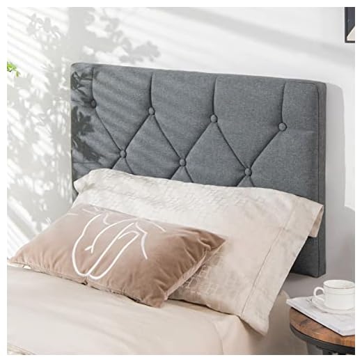 GOFLAME Upholstered Wall Mounted Headboard, Twin Size Tufted Button Linen Fabric Headboard for Bedroom & Guest Room, Easy Assembly (Grey)