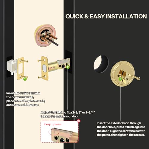 LOQRON Round Design Single Cylinder Deadbolt with Keys, Exterior Keyed Dead Bolt Lock for Front Entrance Door Security, Polished Brass by LOQRON - Image 3