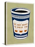 ART.COM Stretched Canvas Print We are Happy to Serve You Retro Poster, 12" x 16"