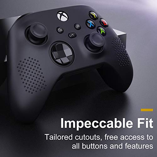 MoKo Case for Xbox Series X/S Controller Skin, Silicone Cover Skin Case with 8 Thumb Grip Caps, Shock-Absorption Anti-Scratch Protective Case for Xbox Series X/S Controller 2020, Black