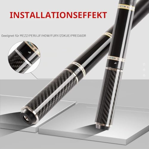 KONLLEN Pool-Queue-Verlängerung mit 3 Stoßstangen, verbesserte Kontrolle, komfortable Haptik, 5,1 cm, 7,6 cm, 10,2 cm, 20,3 cm, 30,8 cm, Kohlefaser, für Mezz Predator Peri Jflowers Fury Pool-Queue