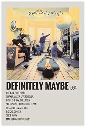 GJKJ The 90s Posters for Room Aestheti Definitely Maybe Canvas Poster Wall Art Decor Print Picture Paintings for Living Room Bedroom Decoration Unframe-style116×24inch(40×60cm)