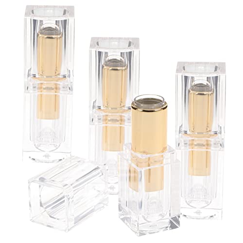 DEARMAMY 4Peças Tubo de Batom Recarregável Transparentes Armazenamento de Batom e Labial Práticos e Viagens