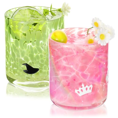 SiliFine 2 Pcs Witch & Princess Icon Juice Glasses