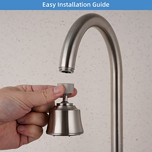 Faucet Sprayer Attachment With 2 Ball Joint, 4 Spray Models Big Angle Swivel Kitchen Sink Faucet Head Replacement, 55/64-27Uns Famale Thread, Male Thread Adapter Included, Brushed Nickel #TOP5