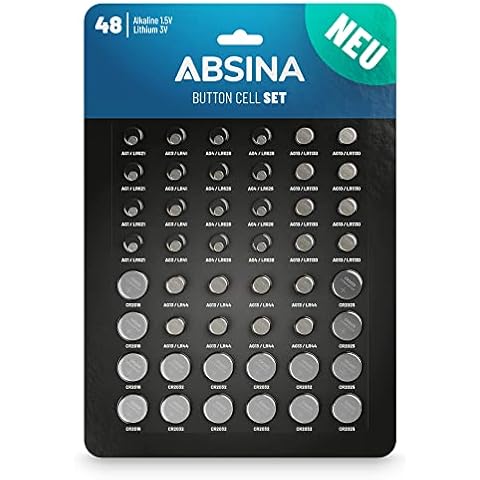 ABSINA Pack de 48 Piles Bouton Cover