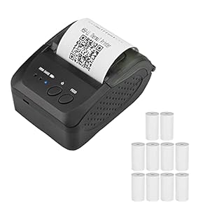 Thermische printer, mini-formaat, Bluetooth 4.0, draagbaar, 58 mm, draadloos, voor Android en iOS (zwart)