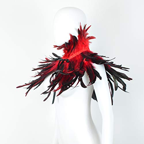 JEGERMIG Orange Feather Shrug Shawl Halloween Collar for Renaissance Ball Accessories by JEGERMIG - Used condition - Image 2