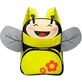 Mochila Infantil Abelha, Alças Ajustáveis, Bolso Frontal, Amarelo