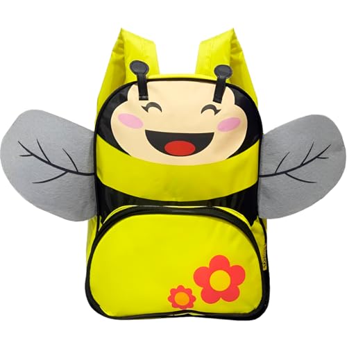 Mochila Infantil Abelha, Alças Ajustáveis, Bolso Frontal, Amarelo