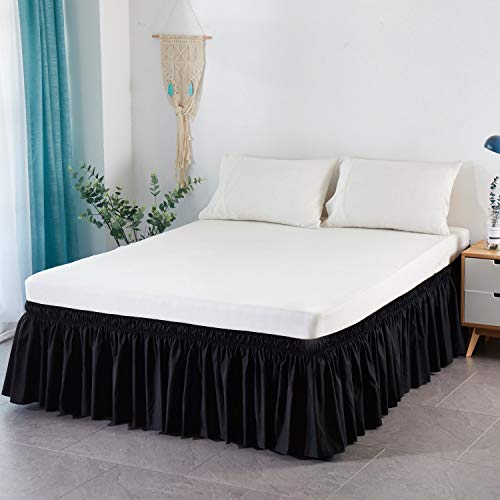 Falda de Cama 150/135/90/180cm Volantes el�stica Falda de Cama 38cm Bedding Ruffled Bedskirt (Color : Black, Size : 120 * 200+38cm)