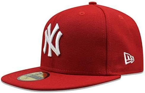New Era 59Fifty Hat MLB New York Yankees Basic Scarlet Red Cap 11591122 (6 7/8)