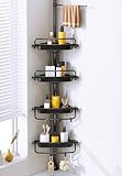WSBArt Rustproof Shower Caddy Tension Pole Corner Shower Caddy Organizer 4 Tier Adjustable Shelves with Tension Pole and Large Capacity for Bathtub Shampoo Accessories Storage Rack 38.8-122.7inch