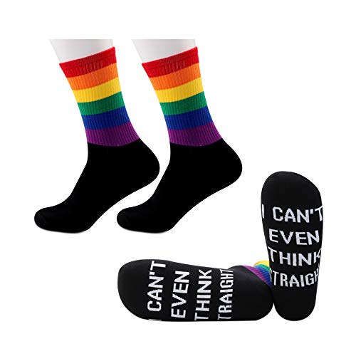 JXGZSO 2 Pairs Gay Pride Rainbow Socks LGBTQ Pride Flag Be Gay Do Crime Rainbow Socks Pride Gifts Lesbian Pride