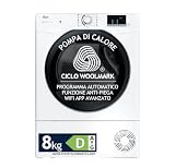 Hoover H-DRY 350 Asciugatrice 8 Kg, Pompa di Calore, Libera Installazione, 85 x 60 x 58,5 cm (AxLxP), Classe D, Controllo Wi-Fi + BLE, App hOn, 16 Programmi, Bianca - HR EH8N2DBE-S