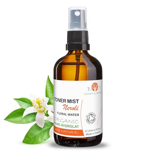 B.O.T Cosmetic & Wellness - Hidrolato de Neroli Bio | Tónico Facial | Limpiador Rostro | Spray Corporal | Cuidado Cabello | Cosmética Natural DIY, Naranja, 250ml
