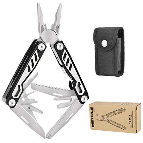 WETOLS Multi-Pliers, Multi-Tools, Self-Locking and Foldable, Hard Stainless Steel, Multitool Used as Scissors, Scale, Bottle Opener, Screwdriver, Plier etc, Gifts for Men Dad WE-184