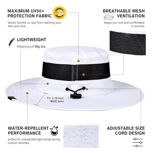 Image of Oversized XL XXL Mens Waterproof UPF50+ Golf Bucket Sun Hats Big Head Boonie Safari Wide Brim Fishing
