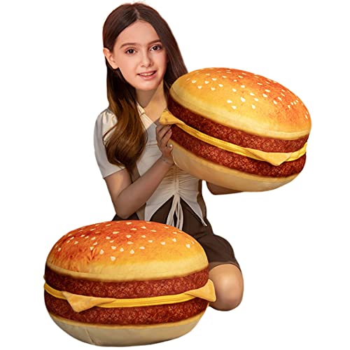 Elainren Large 3D Simulation Burger Plush Pillow Sofa, Funny Food Stuffed Cheeseburge Sandwich Toy Soft Toast Bread Plushies Soft Hot Dog Back Cushion Home Decor Gifts,15.7Inch #TOP3