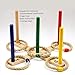 Sports Festival Wooden Ring Toss Game Set Comes with 5 Colors and 5 Rope Rings Carrying Case Compact and Easy to Use Portable