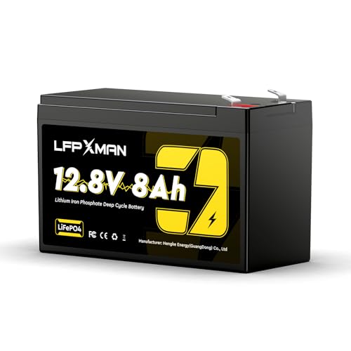 LFPXMAN 12V 8Ah LiFePO4 Battery, Better Replacement Solution to 12v 7Ah Lead Acid Battery, 12 volt Battery LFP Designed to Replace SLA Battery for Ride on Toy, Alarm System, UPS, Camping, Fish Finder