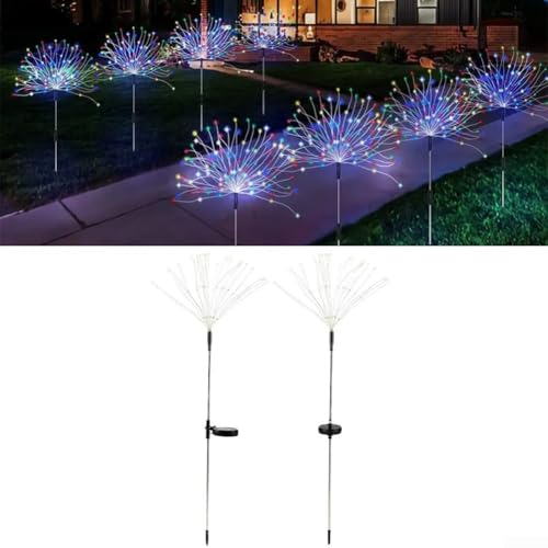 Luces solares de jardín de fuegos artificiales con alambre de cobre flexible, múltiples modos de iluminación y rendimiento impermeable IP65 para decoración de jardines y caminos al aire libre (150