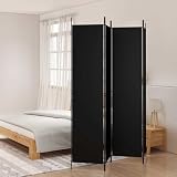 Ordellia Paravento in tessuto nero, 200 x 220 cm, 4 pezzi, paravento pieghevole, per soggiorno, camera da letto, ufficio, privacy e separazione flessibile