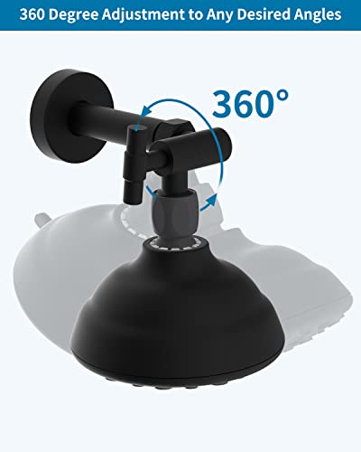 All Metal Shower Head Elbow Adapter, Stainless Steel 360 ° Adjustable Swivel Shower Head Adapter, Shower Arm Extension For Fixed And Rain Shower Head, Wall Mounted Shower Arm Connector, Matte Black #TOP4