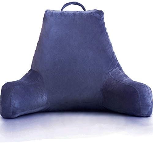 XL Reading Pillow for All Ages Machine Washable Velvet Cover Soft, Breathable, for Sitting, Reading, TV, Laptop Use Shredded Foam Backrest Pillow with Arms by YesIndeed, 2 Colors