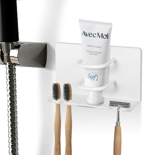 KAIXUANMAN マグネット 浴室用ラック 歯ブラシホルダー 歯ブラシ ＆ チューブスタンド マグネット シェーバーホルダー 髭剃り収納 マグネット バリカン収納 バスルーム 浴室収納
