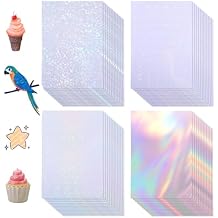 80 Sheets Holographic Sticker Paper, Transparent Holographic Vinyl Laminate Film, Clear Overlay Lamination Sticker Paper Self Adhesive Waterproof - Gem, Dot, Colorful, Star Patterns11.61x8.26 Inches