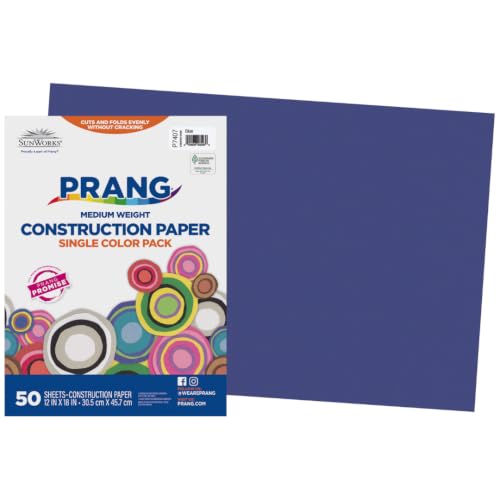 Image of Prang Construction Paper, 12 inch x 18 inch, Blue, 50 /Pack, 25 Packs