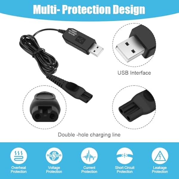 15V HQ8505 зарядный кабель для Philips Norelco бритвы, HQ8505 3000 5000 7000 серии Norelco электробритвы зарядный кабель с небольшой щеткой, USB зарядное устройство