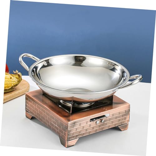 Olla Wok de Acero Inoxidable con Dos Mangos y Fondo Redondo miniatura 5