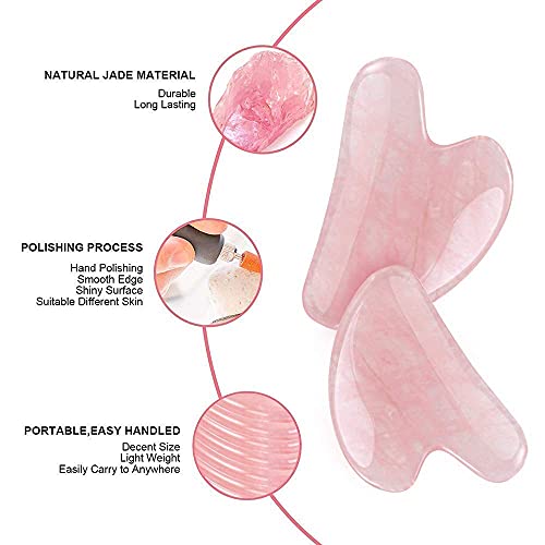Gua Sha Massager Tool, Rosy Finch Jade Stone Guasha Scraping Massage Tool Jade Roller Massager For Face, Eye Neck Body Muscle Relaxing Prevents Wrinkles #TOP3