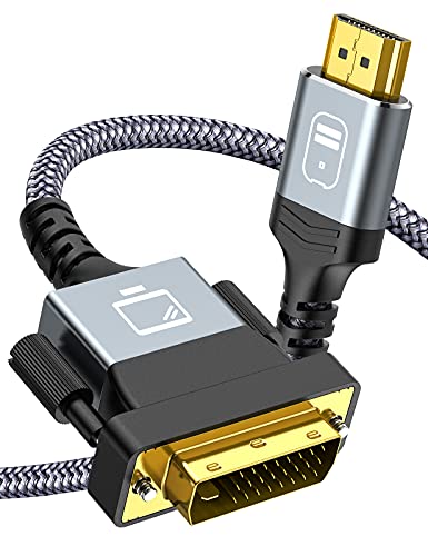 Snowkids - Snowkids HDMI to DVI,Sturdy Braid HDMI to DVI Cable 6FT [1080P 60Hz] Bi-Directional Dual Link DVI-D 24+1,DVI-I 24+5 to HDMI Cord Male to Male