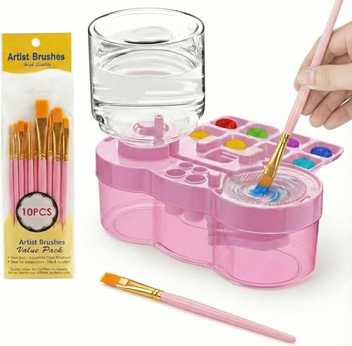 Paint Brush Cleaner Tool with 10 PCS Paint Brushes, Water