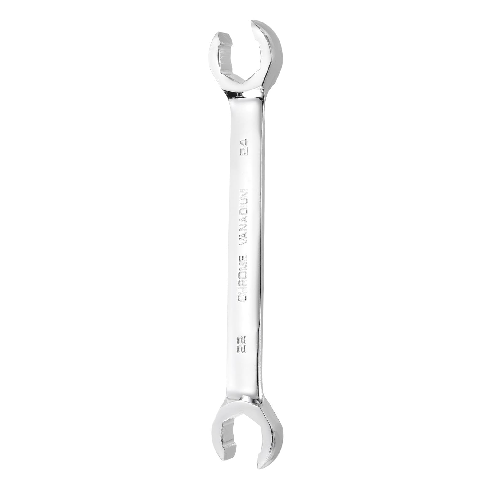 sourcing map Flare Nut Wrench 22mm x 24mm Metric Double Open End Thick Spanner Mirror Polish Finish 45# Steel Brake Line Wrench for Fuel Tube Hose Transmission Line, Silver