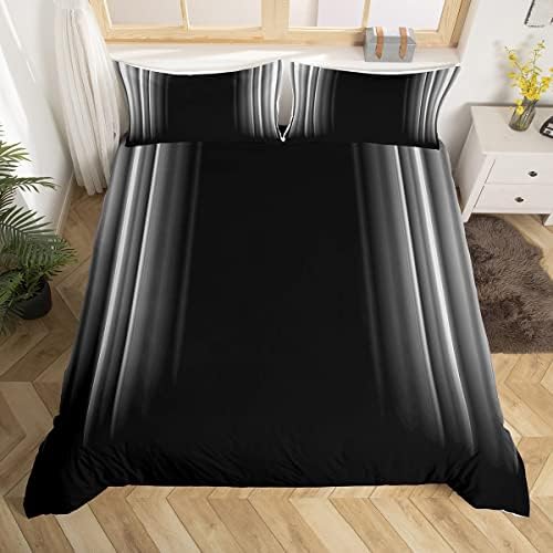 Loussiesd Abstract Ombre Duvet Cover Set Kids Teens Red and Black Bedding Set Room 3Pcs Double Size,Zipper