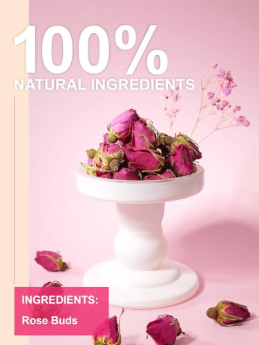 Image of TeeLux Rose Buds Tea, 5.3oz Dried Whole Rose Flower Herbal Tea Floral Aroma | Carefully Selected Loose Leaf Rose Buds for Tea, Baking & Culinary Use, Caffeine Free, Perfect Hot or Iced