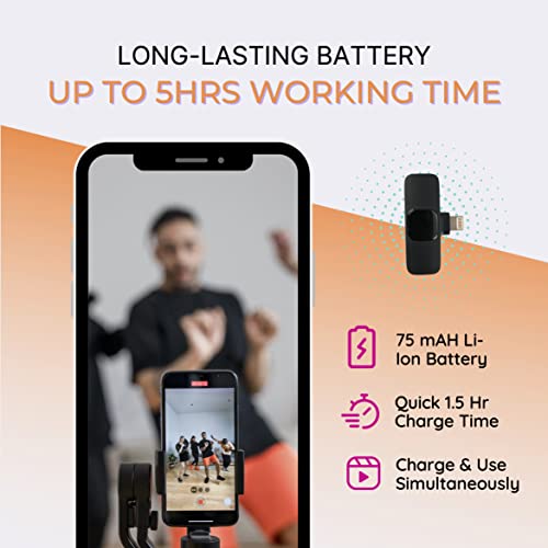 LEMinnovations Wireless Lavalier Professional Mini Microphone Set iPhone iPad Compatible - 2 Wireless Podcast Microphones - Quick Charging – Clip On Voice Recording Microphone - Hands-Free Mic - Thumbnail 4