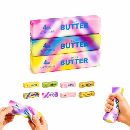 Butter Squishy Toy, Slow Rising Butter Stress Ball, Fidget Squishy for Adults, Cute Desk Anxiety Relief Gift（Colorful）