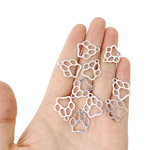 Honbay 100Pcs Alloy Cute Animal Pet Dog Paw Charms Pendant For Jewelry Making And Diy Crafts (Silver) #TOP2
