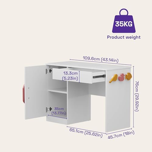 Image of Wakefit Moppin Engineered Wood Study Table - Frosty White Finish