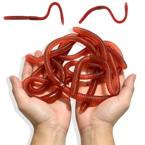 Mtjkkpo Fake Worms, 20 Pcs Soft Plastic Lures, Worm on A String