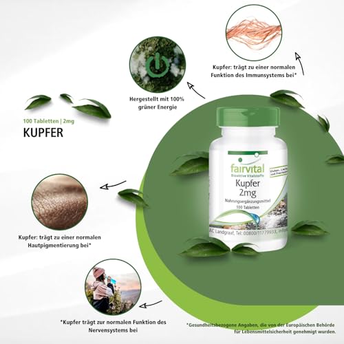 Kupfer Tabletten Fairvital 2mg – Nahrungsergänzungsmittel