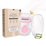 Carmesi Body Razor Mini for Women | 5-Blade Precision Shaving | Aloe Vera & Vitamin E Lubrication Strip | Travel Case Included | Smooth, Gentle Hair Removal for Sensitive Skin
