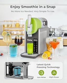 Vischic Slushie Machine: Slushy Machine for Home Use with 7 Preset Programs & Auto Cleaning Function, Frozen Drink Maker Easy to Make Slush Margarita Frappés Cocktail & More, 4H Fresh (Premium Silver)