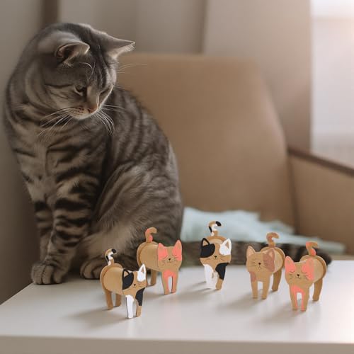 Motipuns 24 Set Cat DIY Craft Kit with Cardboard Tubes Kraft Paper Cat Shaped Cardboard Acrylic Paint Markers Creative Make Your Own Kittens Art Gift Ideas - Image 5